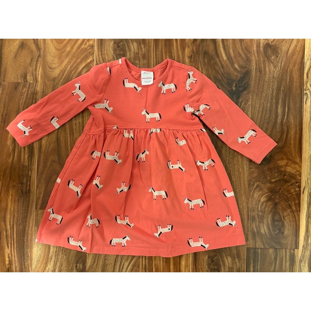 Hanna Andersson Coral Unicorn Dress, size 2T